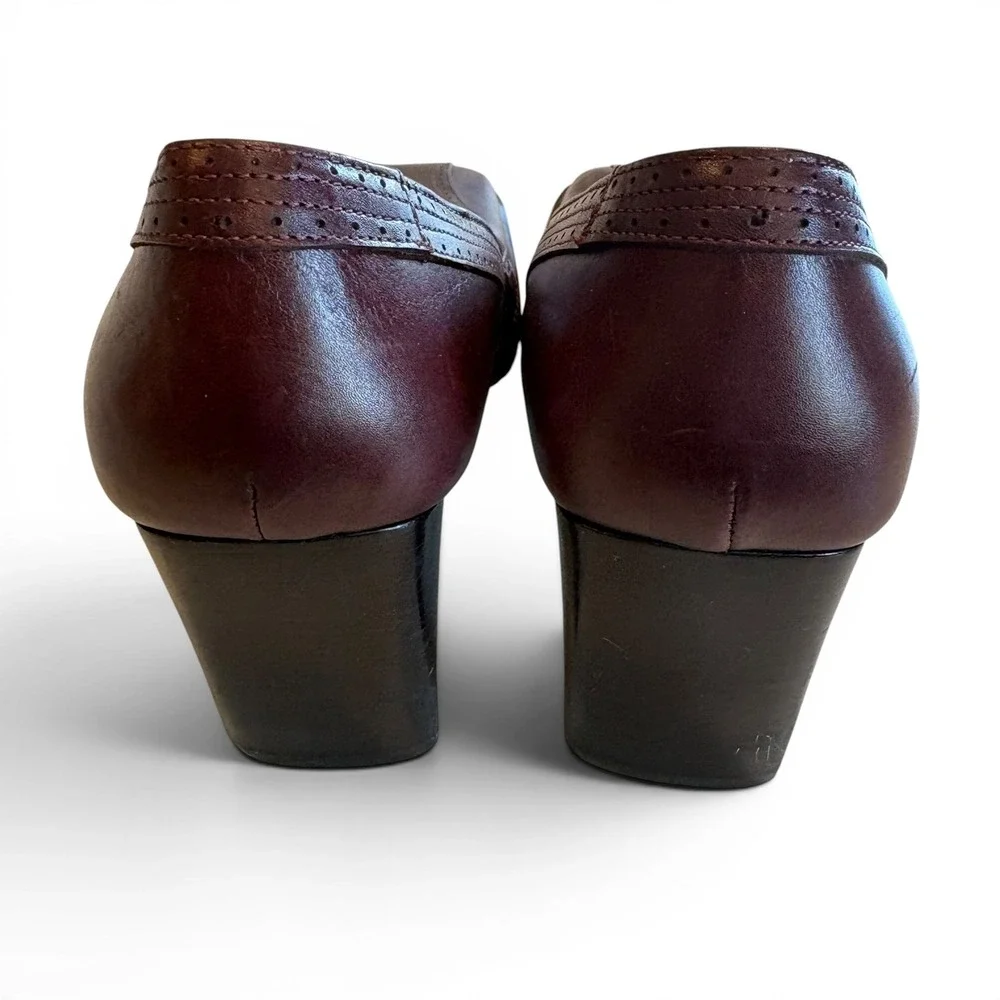 Cordani Italy Leather Heels Women 7.5 Burgundy Oxblood Pumps Buckle Comfort 37.5